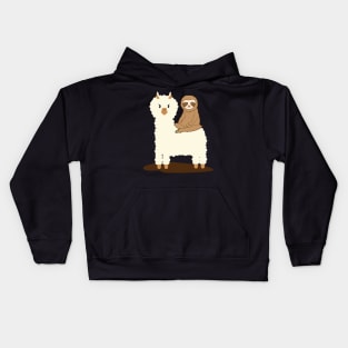 Sloth Riding Llama Funny Kids Hoodie